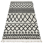 Vaip BERBER SAFI N9040 valge / must Tupsud berberi Maroko shaggy