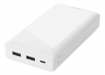Akupank Deltaco 20000mAh, 2xUSB-A, LED, valge