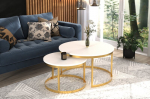 Diivanilaua komplekt Adrk Furniture Okin, valge/kuldne