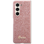 Guess &uuml;mbris Samsung Z Fold5 GUHCZFD5HGGSHP roosa PU/TPU Glitter Scripti jaoks