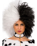 Parukas Cruella, must-valge