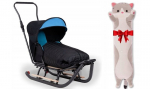 Traditsiooniline puidust kelk Pphu Wochal ja pl&uuml;&uuml;sist padi Cat, 50 cm