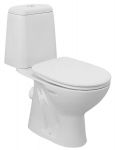 Kompaktne WC-pott Riga, nupp 3/6l, horisontaalne loputus, valge