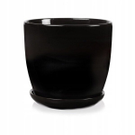 Keraamiline lillepott alusega 13 cm must