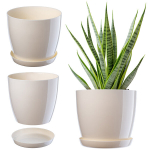 Lillepott alusega, Plastik kate, 14 cm Kreemjas lillepott Kadaxi lilledele