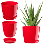 Lillepott alusega Plastik kate Lillepott 20cm Punased Kadax Lilled
