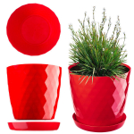 Plastikust lillepott koos alusega Lillepoti kate Lilled 18cm Punane Kadax