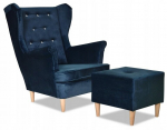 Diana tugitool koos jalatoega Scandinavian Family Furniture tumesinine voodipesu