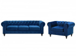2-osaline pehme m&ouml;&ouml;bli komplekt Beliani Chesterfield, sinine