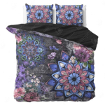 Voodipesukomplekt, flanell, tumehall ornamentidega, "Ambrosa"