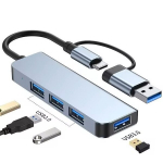 USB C jaotur, USB-jaotur, 4-in-2, USB-pikendus 1 USB-pordiga, 1 USBC-port.
