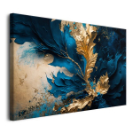 Maal Cobalt lill Kuldsed lehed 80x120cm
