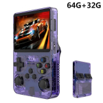 M&auml;ngukonsool R36S Retro pihuarvuti m&auml;ngukonsool avatud l&auml;htekoodiga Linuxi s&uuml;steem 3,5-tolline IPS-ekraaniga videom&auml;ngum&auml;ngija tasku minikonsoolid 64 GB, 64G Violetinė