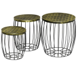 Outsunny 3 k&uuml;ljelaua komplekt Retro stiilis metallist korv Natural+must 3 suurust