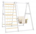 Multifunktsionaalne puidust spordikompleks Sanro R-Wood, 108,5x109x96 cm, valge, -