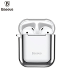 Baseus  Apple  Metallic Shining Ultra-thin Silicone Protector Case with Hook for Airpods 1 / 2  Silver