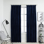vidaXL pimendavad kardinad 2 tk konksud, samet, tumesinine, 140x225 cm