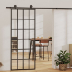 vidaXL liuguks, ESG-klaas ja alumiinium, 76x205 cm, must