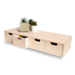 Creative Deco mini puidust kummut | 4 sahtlit | 56 x 20,5 x 10 cm (+/- 1 cm) | Hoiukast, kapp | Viimistlemata vineer | Sobib suurep&auml;raselt hoiustamiseks, dekupaažiks ja kaunistamiseks