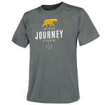 Meeste l&uuml;hikeste varrukatega T-s&auml;rk &bdquo;Journey To Perfection&ldquo; Helikon-Tex, esik&uuml;ljel geomeetriline ja karu tr&uuml;kk, hall