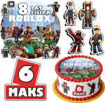 Dodo s&ouml;&ouml;davate vahvli kaunistuste komplekt tordile 30cm + 17 tegelast - Roblox m&auml;ngud + nimi 24cm 26 cm