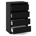 Kummut 4 sahtliga, must, 60 cm, moodne k&otilde;rge loft stiilis kapp elutuppa