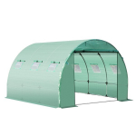 Outsunny asendusplaat aiakasvatustunnelile 9 m&sup2;, m&otilde;&otilde;tmed 3L x 3B x 2H m PE anti-UV veekindel 6 akent + rullitav t&otilde;mblukuga uks Roheline, Žalioji
