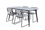 Jimmy & Kenth ristk&uuml;likukujuline s&ouml;&ouml;gilaud 150 x 90 valge + s&ouml;&ouml;gitoolid 2 tk hallid