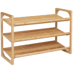 Kingariiul 9 paarile jalan&otilde;udele, 3 riiulit, t&otilde;stetud servadega, bambuspuust, 76 x 33 x 51 cm