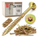 Puidukruvid 5x100 puidule Torx koonuspeaga Kmwht 100tk.