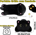 Yamepuia Kaalutud pehme m&auml;nguasi, 45 cm must kass, kaalutud kaisukaru, kawaii kaalutud pehme m&auml;nguasi, kassi pl&uuml;&uuml;sm&auml;nguasi, kassi kaisukaru kingitused lastele (must, 45 cm)