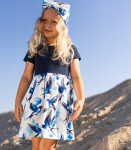 Lenne t&uuml;drukute kleit 25620*072, sinine/valge