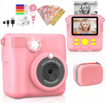 Roosa digitaalne fotoaparaat lastele mini printer + 32 gb kaart