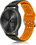 Kogiio 20 mm k&auml;ev&otilde;ru Garmin Vivoactive 6/garmin Forerunner 165/165 Music/vivoactive 5/vivomove Trend, kahepoolne naiste silikoonist pehme moekas asendusrihm - must ja oranž