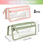 2 esteetilise pinalikomplekt, l&auml;bipaistev pinal, kooli pinal, topeltpinal, teismelistele, suure mahutavusega reisikott, kosmeetikakott, roosa, k&otilde;va kest