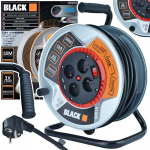 Metallist trummel pikendusjuhe Black 50m 3x2,5 usb pesaga