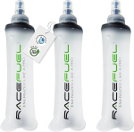 Racepace Racefuel kokkupandav 250 ml veepudel, geelipudel, pehme pudel Bpa-vaba, Racefueli energiageeli retsepti Qr-koodiga, sobib suurep&auml;raselt jooksmiseks, maratoniks, triatloniks ja jalgrattas&otilde;iduks (3 t&uuml;kki, 250 ml)