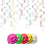 30 tk rippuvate spiraalvanikute fooliumist keerisdekoratsioonide komplekt, uhke kleidi dekoratsioon, laekonks pulmadeks, karnevali dekoratsioon, s&uuml;nnip&auml;ev, j&otilde;ulud, valentinip&auml;ev (kuldne, h&otilde;bedane, punane, roheline, roosa)