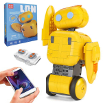 Kokkupandud nutikas robot rakenduse juhtimisega, 495-osaline, STEM, kollane
