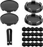 Fleymu rattakeskuse ilukilbid, 4 tk rattakilpide komplekt 60 mm (id 56 mm), kaasas 20 x rehvimutri katet + 1 klamber, abs rattakeskuse ilukilbid, &uuml;hilduvad Mercedes-benz, Volkswagen, Audi ja teiste mudelitega (mustad)