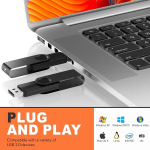 USB pulk Uflatek 64 gb usb m&auml;lupulgad, m&auml;lupulk, 10 tk pakis, usb 2.0 must v&auml;lkm&auml;lu, p&ouml;&ouml;ratav v&auml;lkm&auml;lu, metallist m&auml;lupulk, v&auml;line andmepulk koos kaelapaelaga