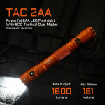 Acebeam Tac 2aa edc taktikaline taskulamp kahe režiimiga, laetav 1600 luumeniga led taskulamp, eriti ere topeltl&uuml;litiga, &uuml;liergas v&auml;ike taskulamp h&auml;daolukordadeks, telkimiseks, koju