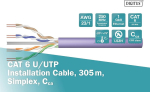 Digitus 305 m cat 6 v&otilde;rgukaabel - u-utp simplex - baupvo cca - lszh halogeenivaba - 250 mhz vask awg 23/1 - poe+ &uuml;hilduv - lan kaabli paigalduskaabel ethernet kaabel - lilla