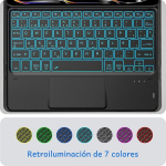 Cacoe klaviatuurikohver, &uuml;hilduv ipad pro 11 tolli m4 kohvriga (2024), puuteplaadiga klaviatuur, 7 v&auml;rvi valgustus, eemaldatav juhtmevaba espa&ntilde;ol klaviatuur, must