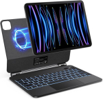 Omoton klaviatuurikohver Ipad Air 6 11 tolli 2024, Ipad Pro 11 4/3/2/1 Gen, Air 5/4 10.9 tolli, Magic Keyboard 7 Lighting puuteplaadiga, Qwertz Bluetooth klaviatuur, must