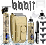 Bestauty fooliumiga pardel meestele, elektriline pardel 3 painduva teraga, peapardel, nina- ja k&otilde;rvakarvade trimmer, juukse trimmer, kiilaspea raseerija, veekindel juukse trimmer, hoolduskomplekt B kingitus mehele, kuldne