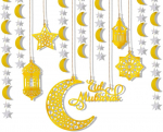 Dpkow poolkuu t&auml;hekuu rippuv kaunistus valge kulla ramadani eid mubarak streamer lae riidepuu t&auml;hekuu b&auml;nneri vanikud islami eid al-fitr kodu toa kaunistamise ornament eid