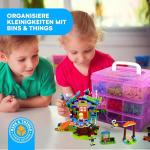 Bins & Things virnastatav hoiukonteiner Shopkinsi, Littlest Pet Shopi, Rainbow Loomi helmeste, Disney Tsum Tsumi kujukeste ning kunsti- ja k&auml;sit&ouml;&ouml;tarvikute jaoks, 30 reguleeritava sektsiooniga, roosa