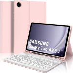 Iveoppe &Uuml;mbris Bluetooth klaviatuuriga Samsung Galaxy Tab A9 8.7 tolli 2023 jaoks, magnetiline eemaldatav Qwertz paigutus, roosa
