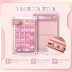 Kiiboom Phantom 21 Hot Swappable Crystal Acrylic Numpad, Bt5.0/2.4ghz/usb-c Triple Mode Nkro programmeeritav numbriklaviatuur p&ouml;&ouml;rdnupuga, South Facing Rgb, 1900mah aku (roosa)